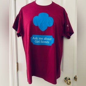 Girl Scouts T-shirt Tee fuchsia blue cotton Gildan large NWOT casual fun event